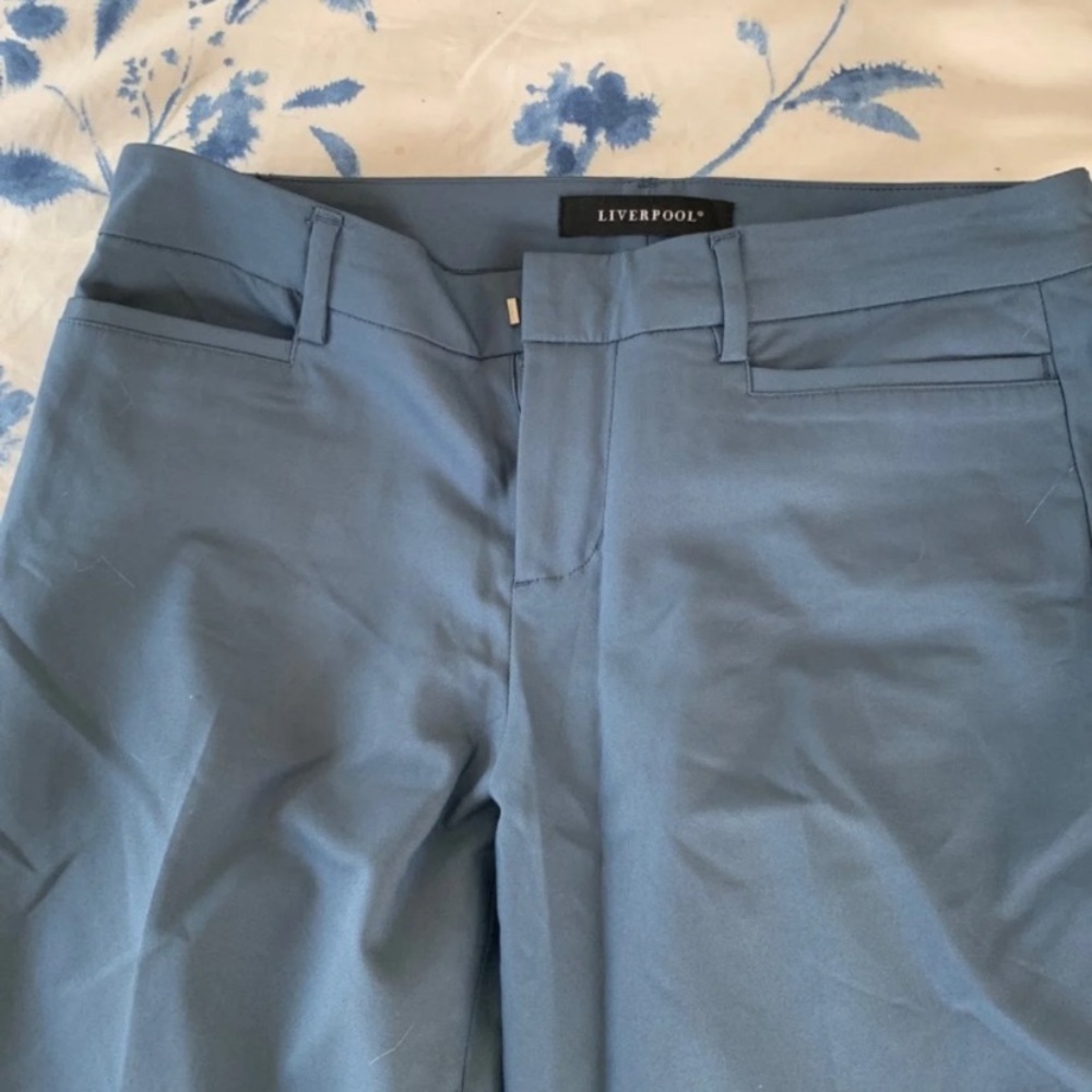 Slate blue, flat front dress pants